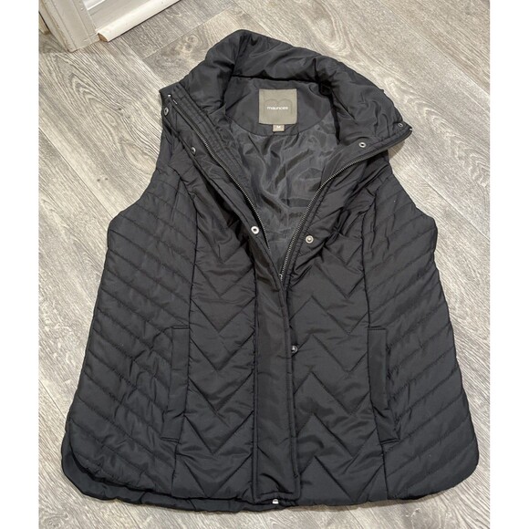 MAURICES Women's Quilted Puffer Vest Jacket Full Zipper Black Size Medium - Picture 2 of 7